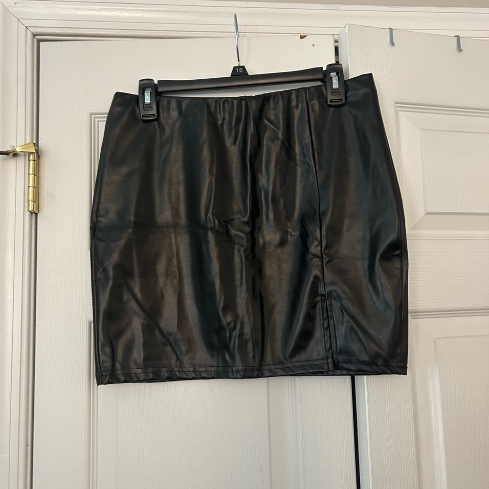 Black leather skirt